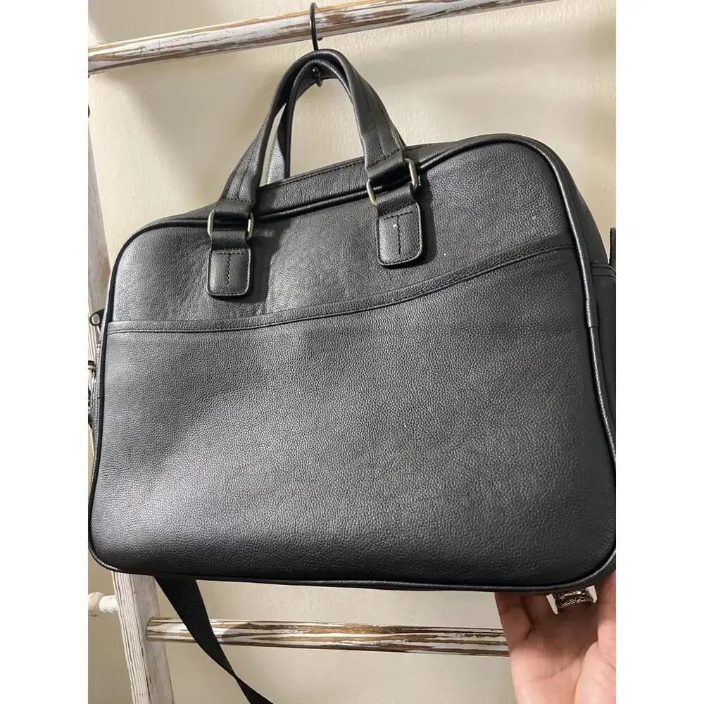 Quavaro Black Eagle Briefcase W Strap, Heavy Duty Leather